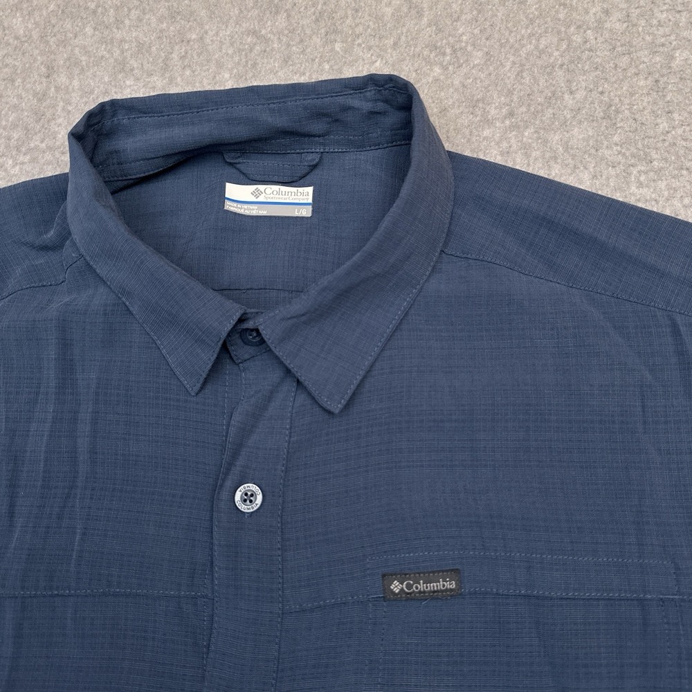 Columbia Camp Shirt Mens Large Blue Button Front Modal Short Sleeve Resort Beach - Picture 2 of 8